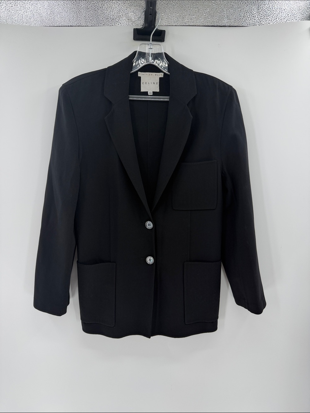 Celine Vintage Wool Single-breasted Blazer - Black - 38
